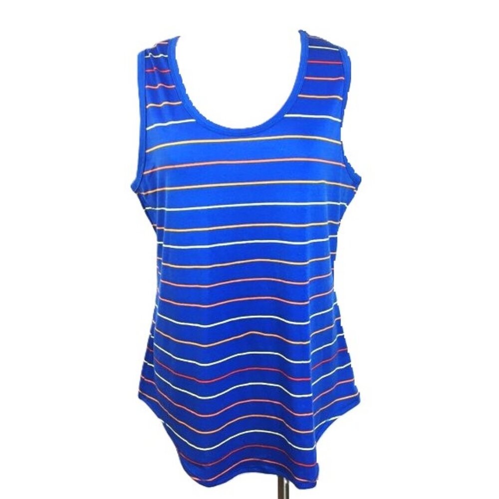 LulaRoe Blue Multi-Clr stripe  Sleeveless Tank Top 2XL